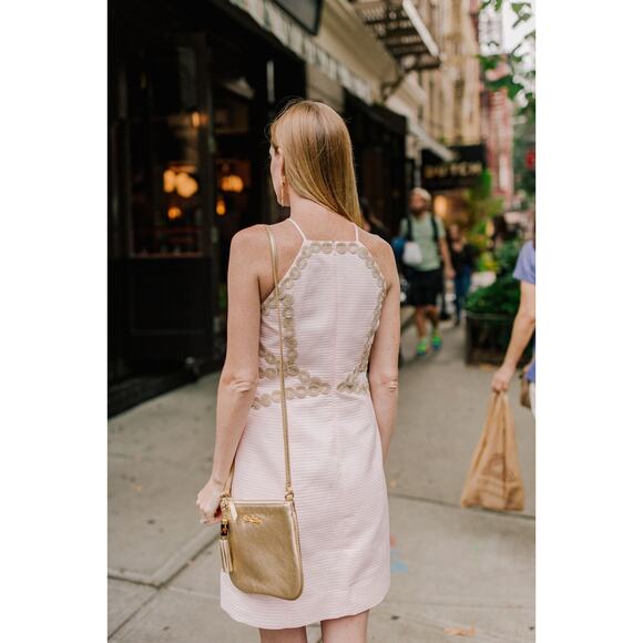 Lilly Pulitzer Pearl Shift‎ Paradise Tint Pink Metallic Gold Dress - Picture 5 of 15